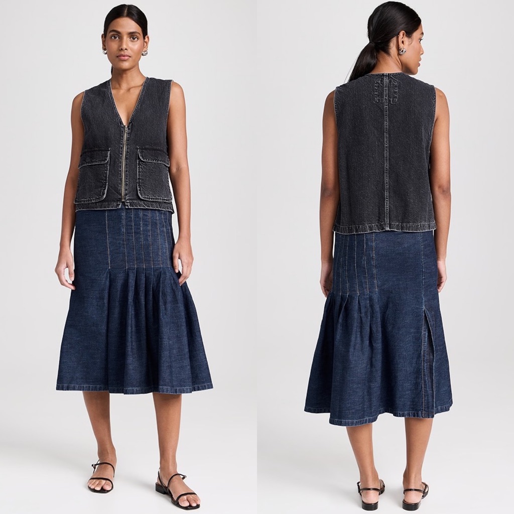 New Nwt Rachel Comey Verno Denim Sleeveless Midi Dress Black/Blue